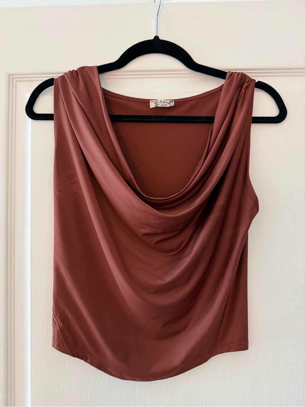 Free People Sleeveless Cowl Neck Camisole in Rust